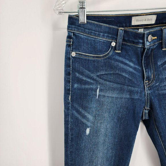 Henry Belle Super Skinny Ankle Jeans 27 Medium Wash Distressed Cotton Stretchy - Picture 3 of 13